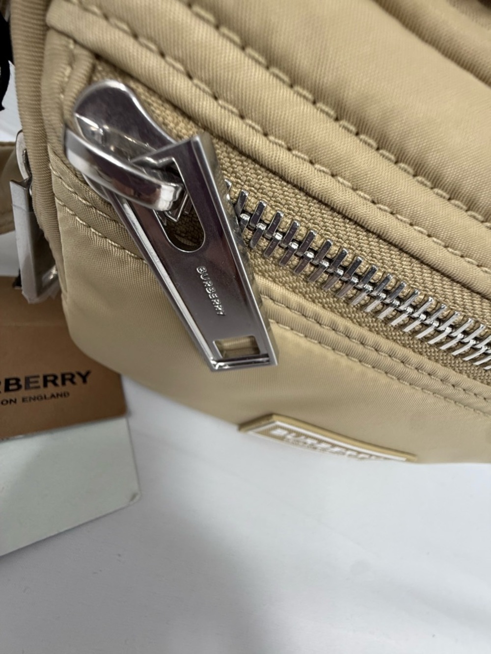 Burberry Tan Belt Bag with Silver Zippers - Picture 4 of 6
